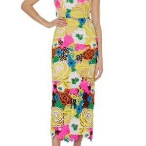 Milly Multi Color Lace Sheath Midi Dress